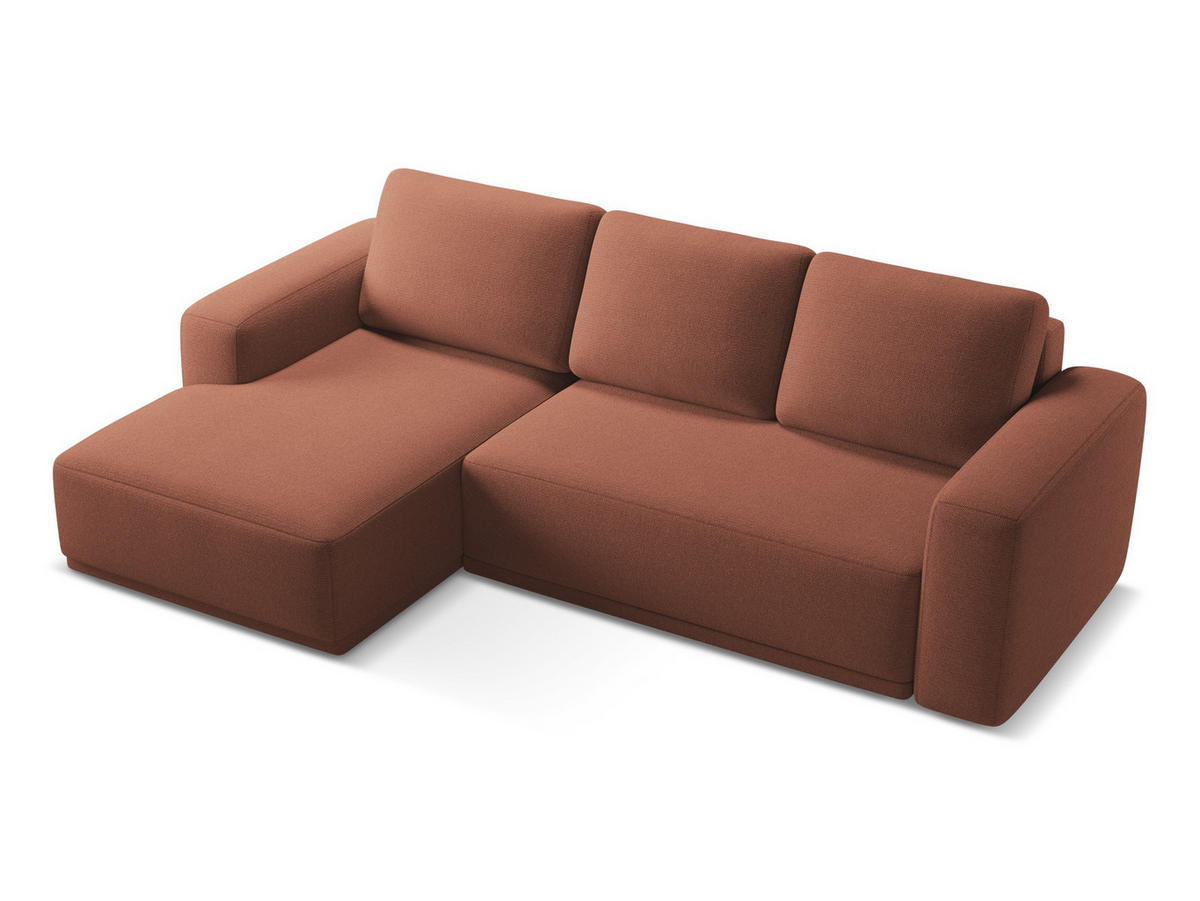 ECKSOFA mit Schlaffunktion Chenille Stoff Pink - Pink/Hellrosa, Kunststoff/Textil (160/258cm) - Makamii