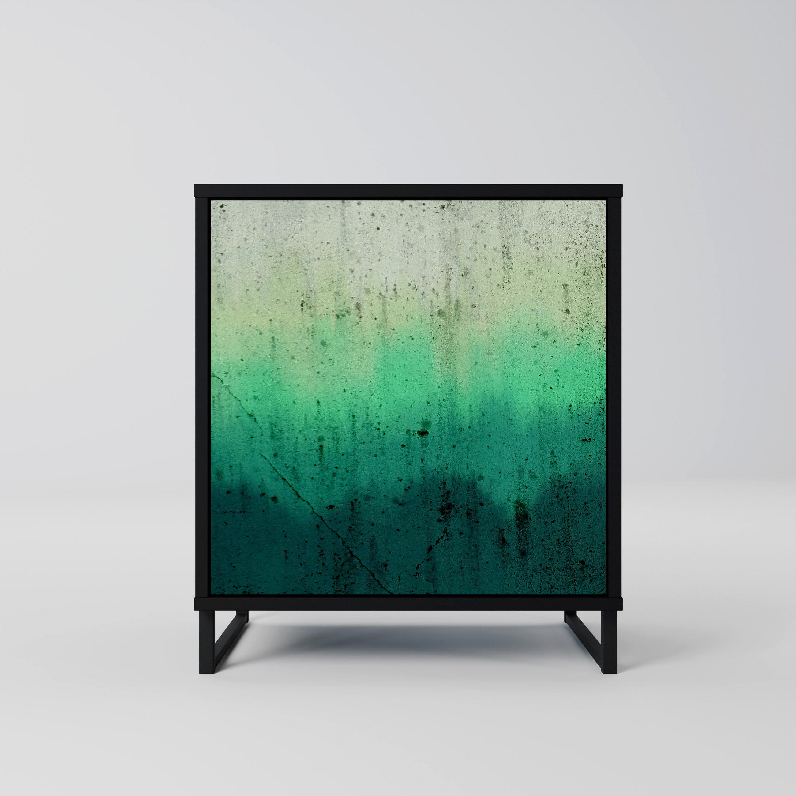 SIDEBOARD NORTHERN LIGHTS, Schwarz, 57,5x42x67,5 cm, Schwarze Metall-Rahmenfüße - Multicolor/Schwarz, Holzwerkstoff/Metall (57.5/67.5/42cm) - SpaceRebels