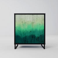 SIDEBOARD NORTHERN LIGHTS, Schwarz, 57,5x42x67,5 cm, Schwarze Metall-Rahmenfüße - Multicolor/Schwarz, Holzwerkstoff/Metall (57.5/67.5/42cm) - SpaceRebels