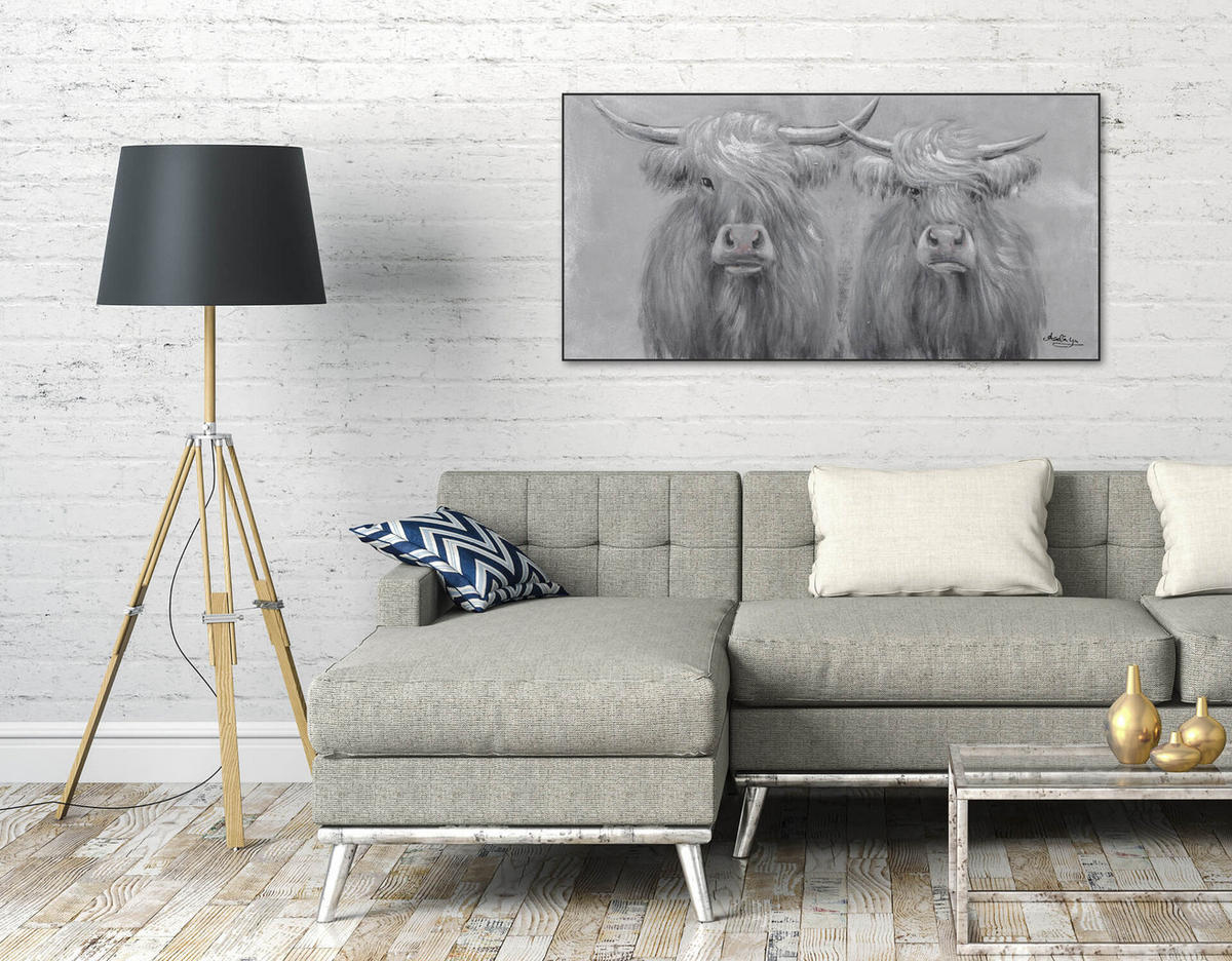 OLEJOMAĽBA 120/60 cm, Zvieratá - sivá, drevo/textil (120/60cm) - KUNSTLOFT