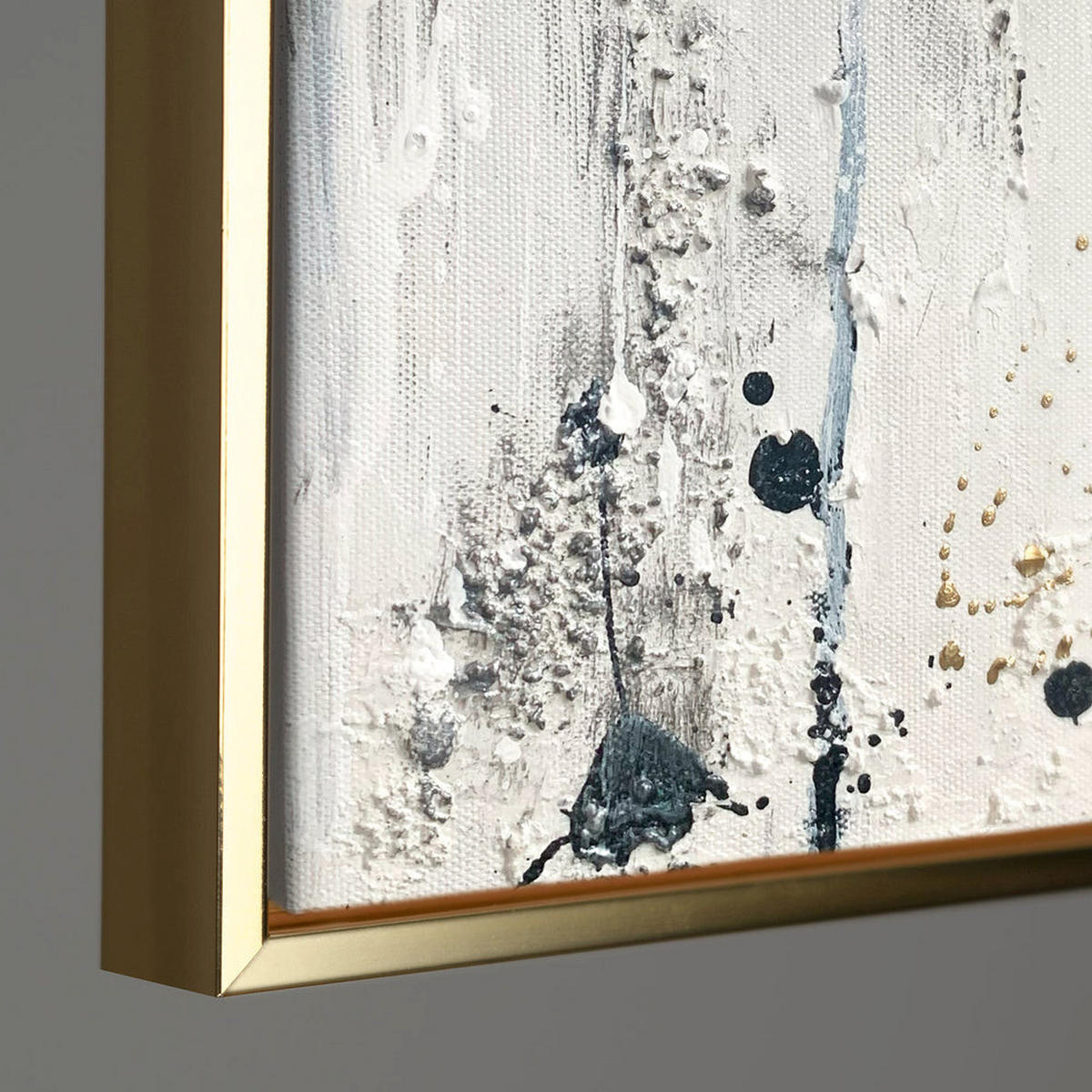 GEMÄLDE Tanz der Spritzer Schattenfugenrahmen Gold 120x80 cm - Goldfarben, Holz (120/80cm) - YS-art gallery