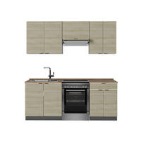 KÜCHENZEILE Fame-Line Eiche Paneel/Anthrazit 200 cm , AP Eiche - Hellbraun/Eichefarben, Holzwerkstoff (200/81.6/60cm) - Vicco