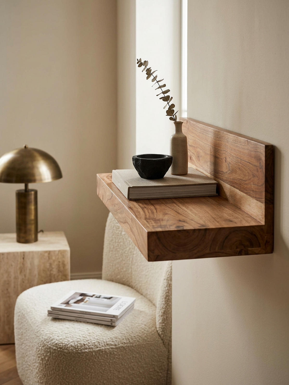 WANDREGAL NAKO Massivholz Flexibles Design Landhausstil, Beige 60x23x17 cm - Beige, Holz (60/17/23cm) - KADIMA DESIGN