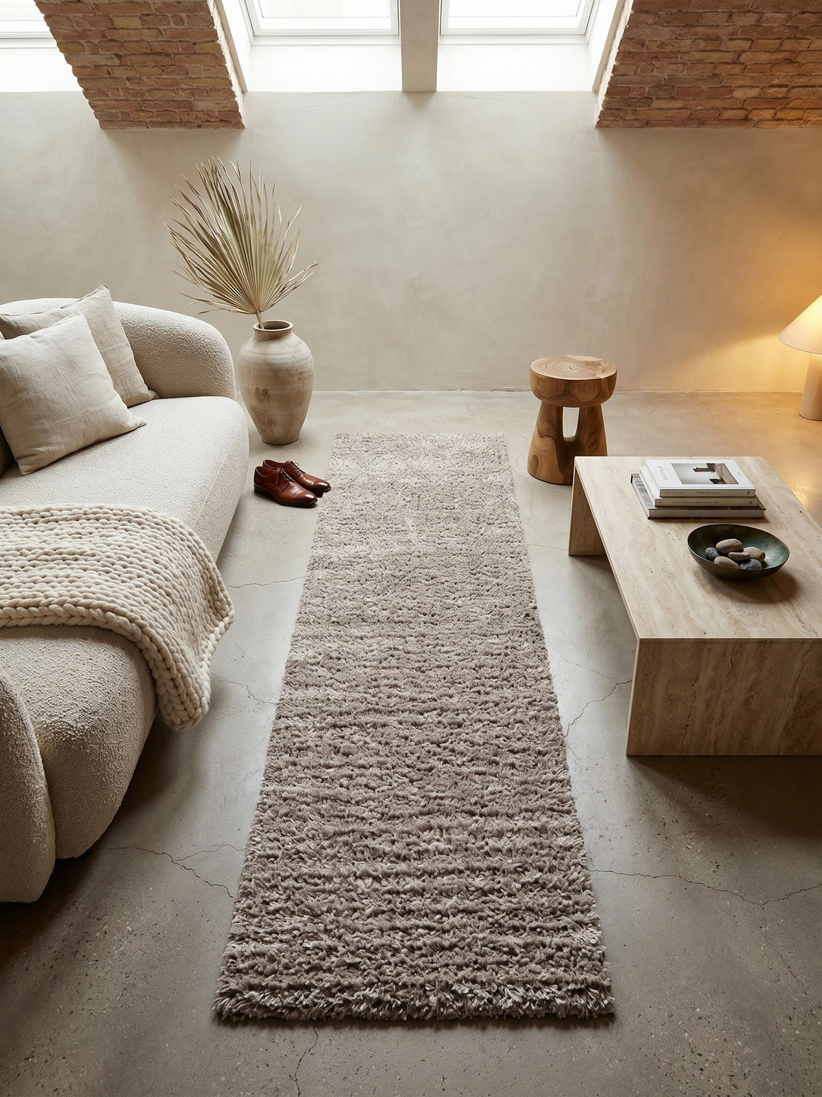 TEPPICH Wohnzimmer Hochflor Einfarbig Weich Flauschig Waschbar Läufer Beige 80x250 cm – SALZACH - Beige, Textil (250/80cm) - KADIMA DESIGN