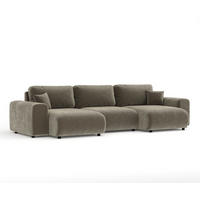 PANORAMASOFA Zanzibar Taupe Samtstoff - Taupe/Schwarz, Holz/Holzwerkstoff (325/79/144cm) - Maison de Reve