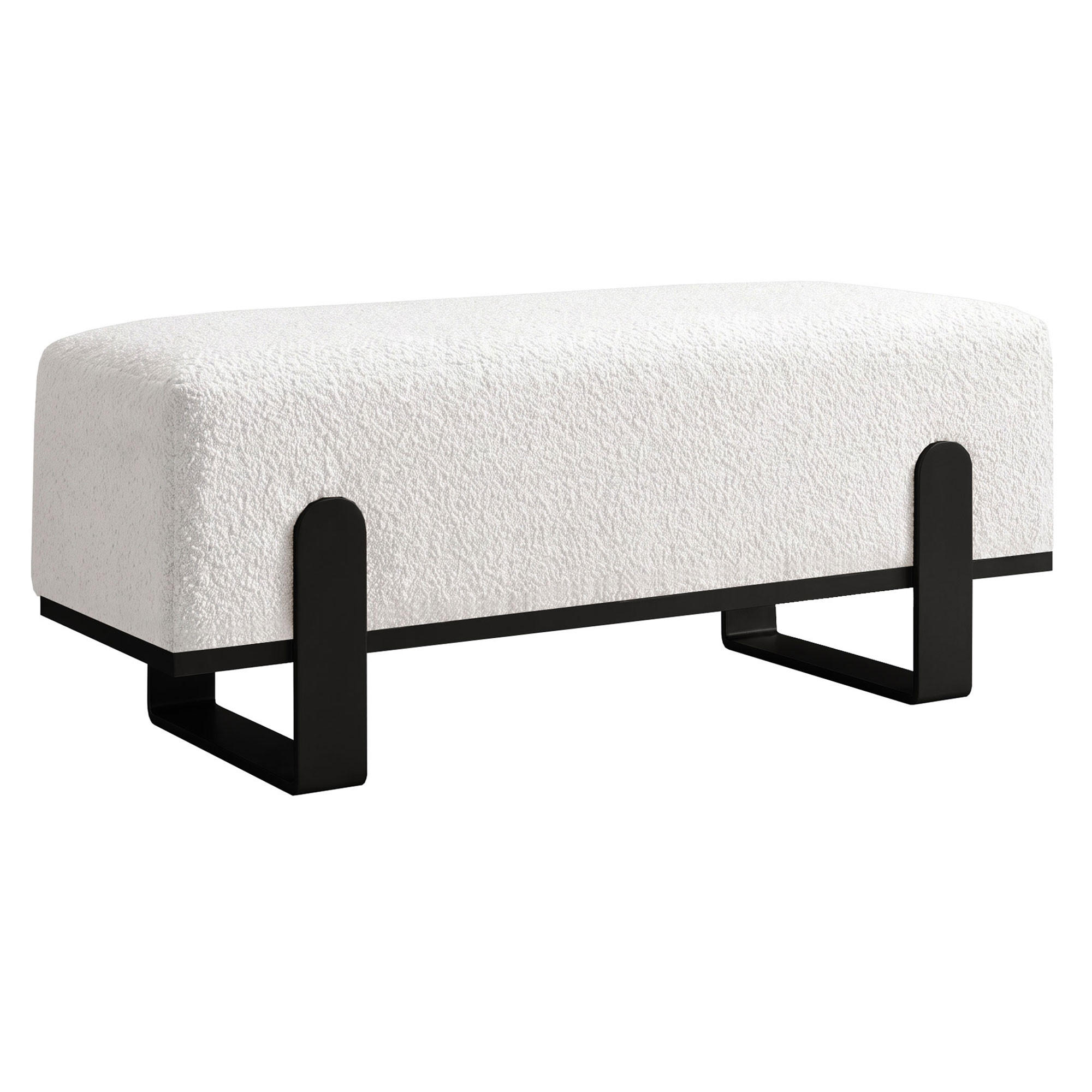 SITZBANK Melissa, Polsterbank 80 cm mit Metallgestell, Bouclé-Stoff, Hellbeige+Schwarz - Beige/Schwarz, Metall (80/47/35cm) - Beautysofa