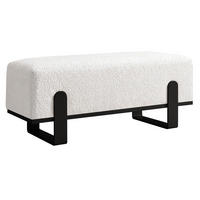 SITZBANK Melissa, Polsterbank 80 cm mit Metallgestell, Bouclé-Stoff, Hellbeige+Schwarz - Beige/Schwarz, Metall (80/47/35cm) - Beautysofa
