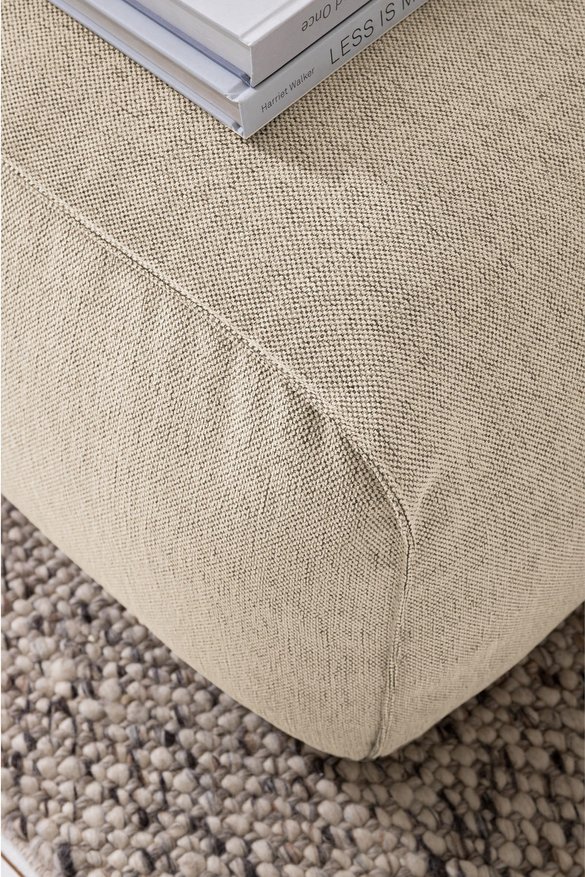 POLSTERHOCKER - Beige/Schwarz, Kunststoff/Textil (81/38/100cm) - home24