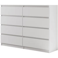 KOMMODE Lemon 140 cm mit acht Schubladen weiß matt - Weiß, Holzwerkstoff (140/101.5/39cm) - Beautysofa