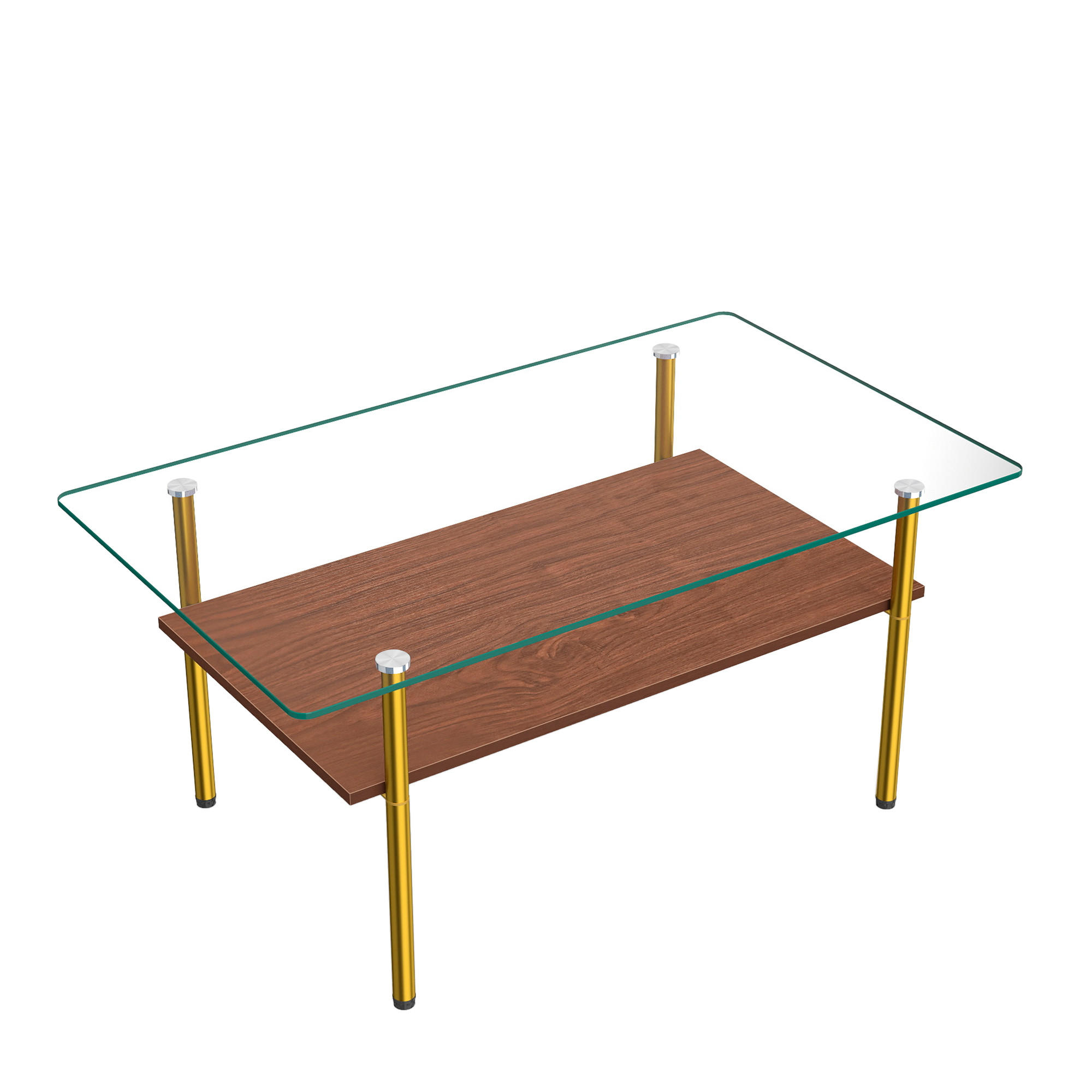 COUCHTISCH DE-37418 rechteckig mit Glasplatte Gold/Braun - Goldfarben/Braun, Metall (98/58/45cm) - ComfortXL