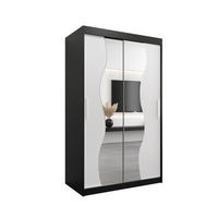 SCHWEBETÜRENSCHRANK 200/120/62 2-türig - Silberfarben/Schwarz, Holz/Kunststoff (120/200/62cm) - Abiks Möbel