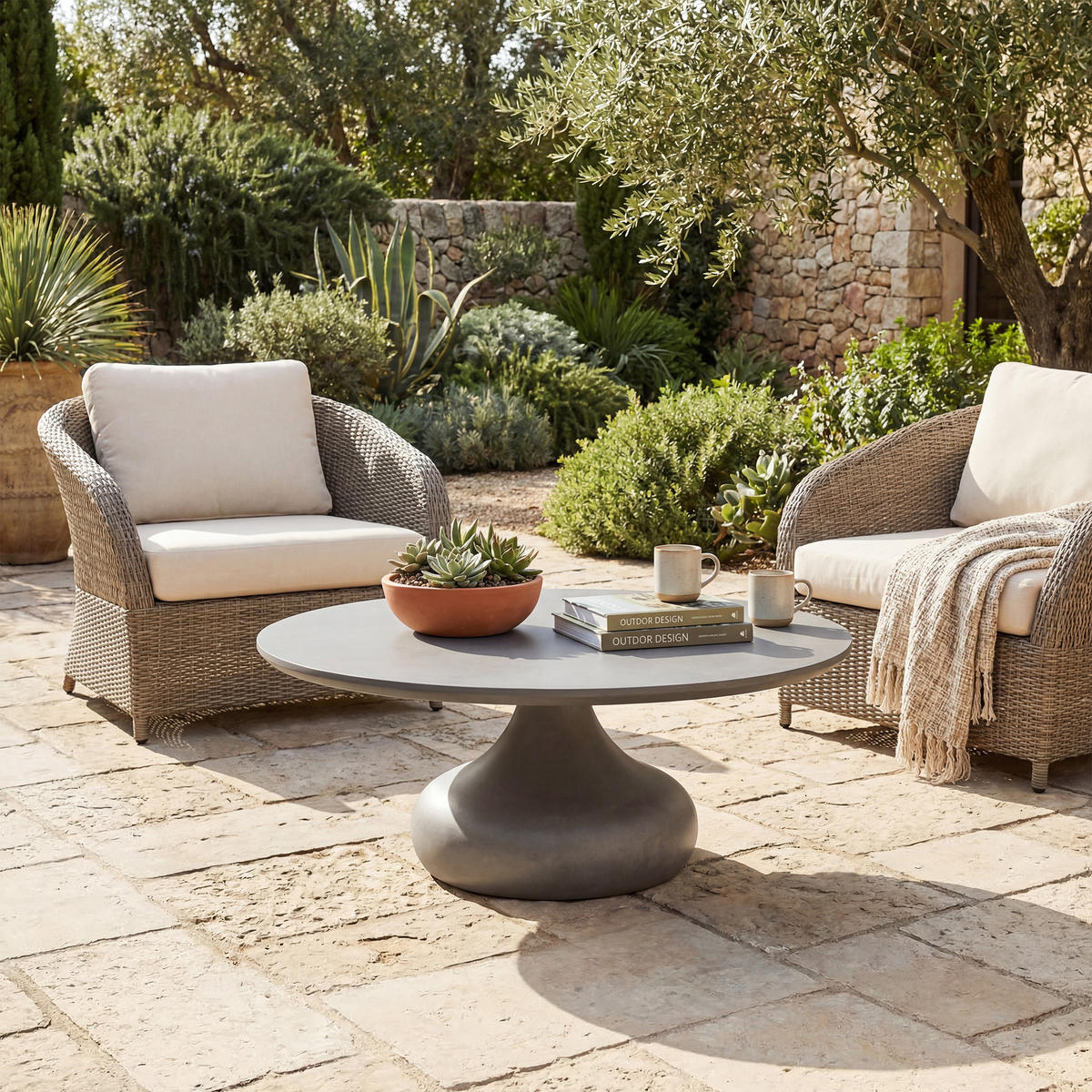 COUCHTISCH CORDOBA 91/91/36 cm Beton, Grau rund - Grau, Naturmaterialien (91/91/36cm) - Elementi