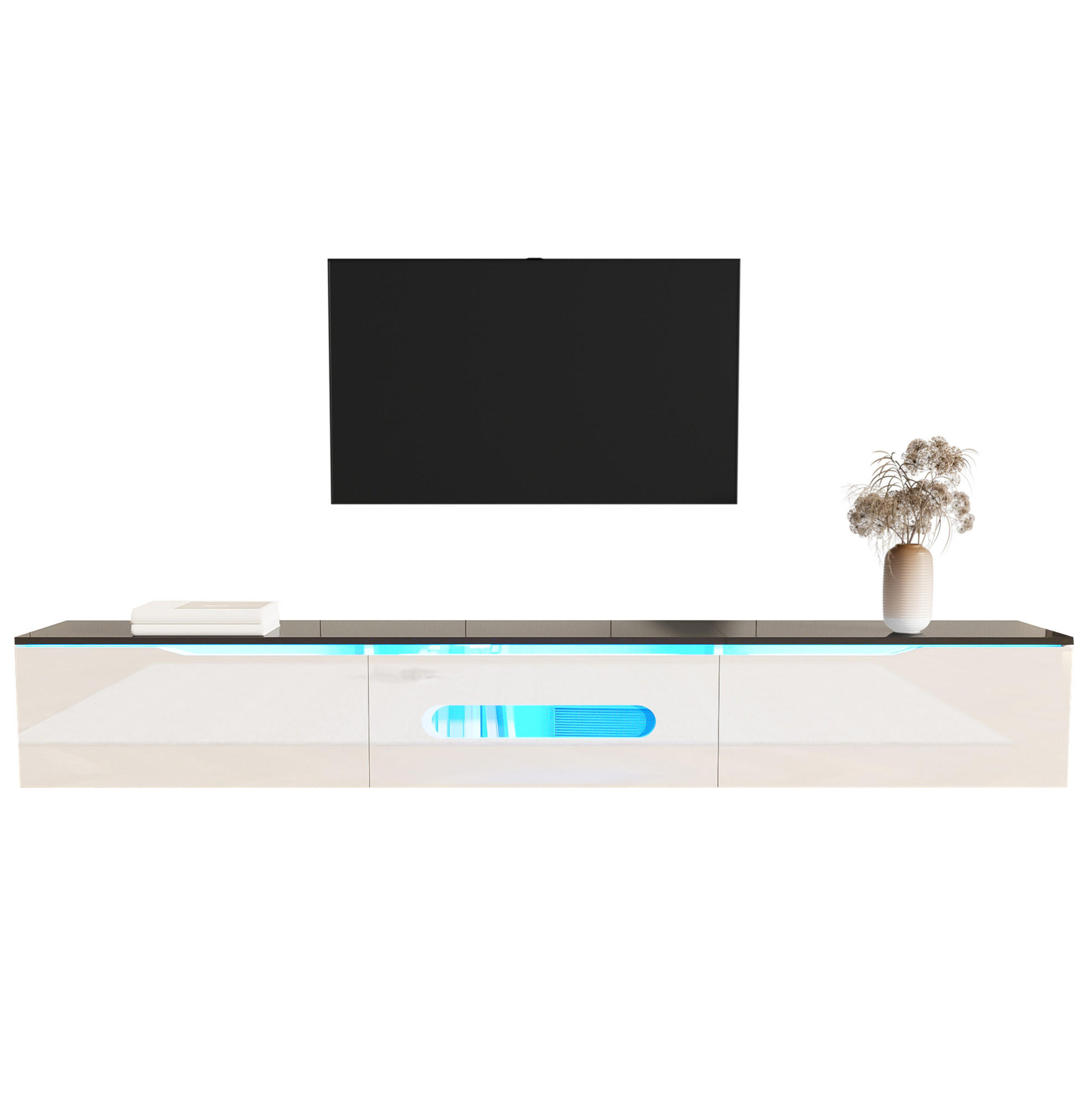 TV-ELEMENT mit LED 180 x 35 x 30 cm Schwarz-Weiß - Weiß, Holzwerkstoff (35/30/180cm) - Beauniv