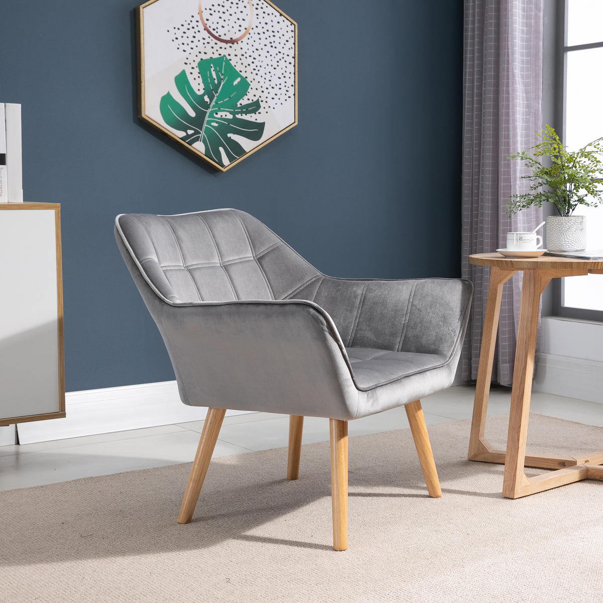 EINZELSESSEL, Relaxsessel, Sessel, Grau - Grau, Kunststoff (62/72.5/64cm) - HOMCOM