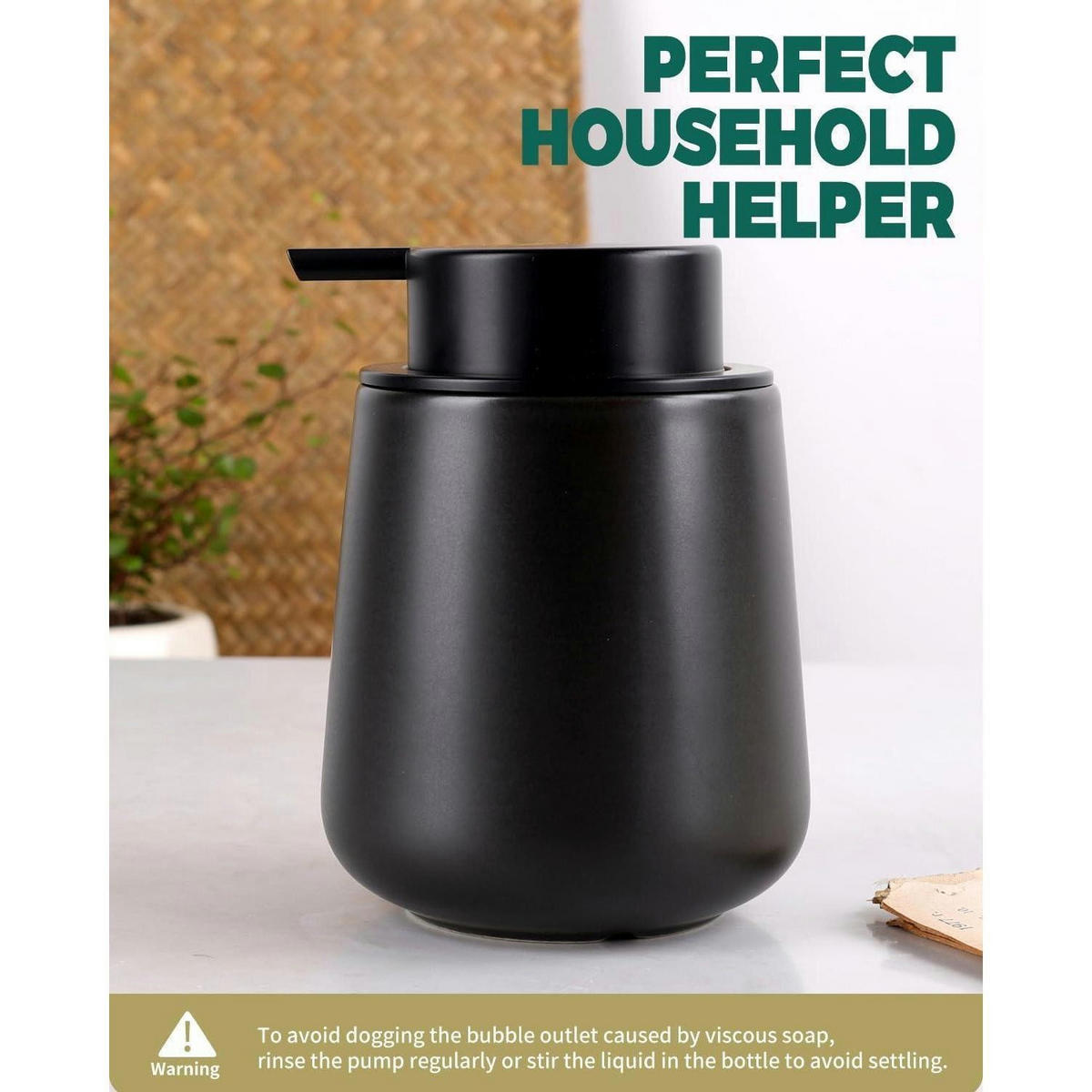 SEIFENSPENDER Keramik Schwarz 350ml - Schwarz, Keramik (5.8/12.5/9.2cm)