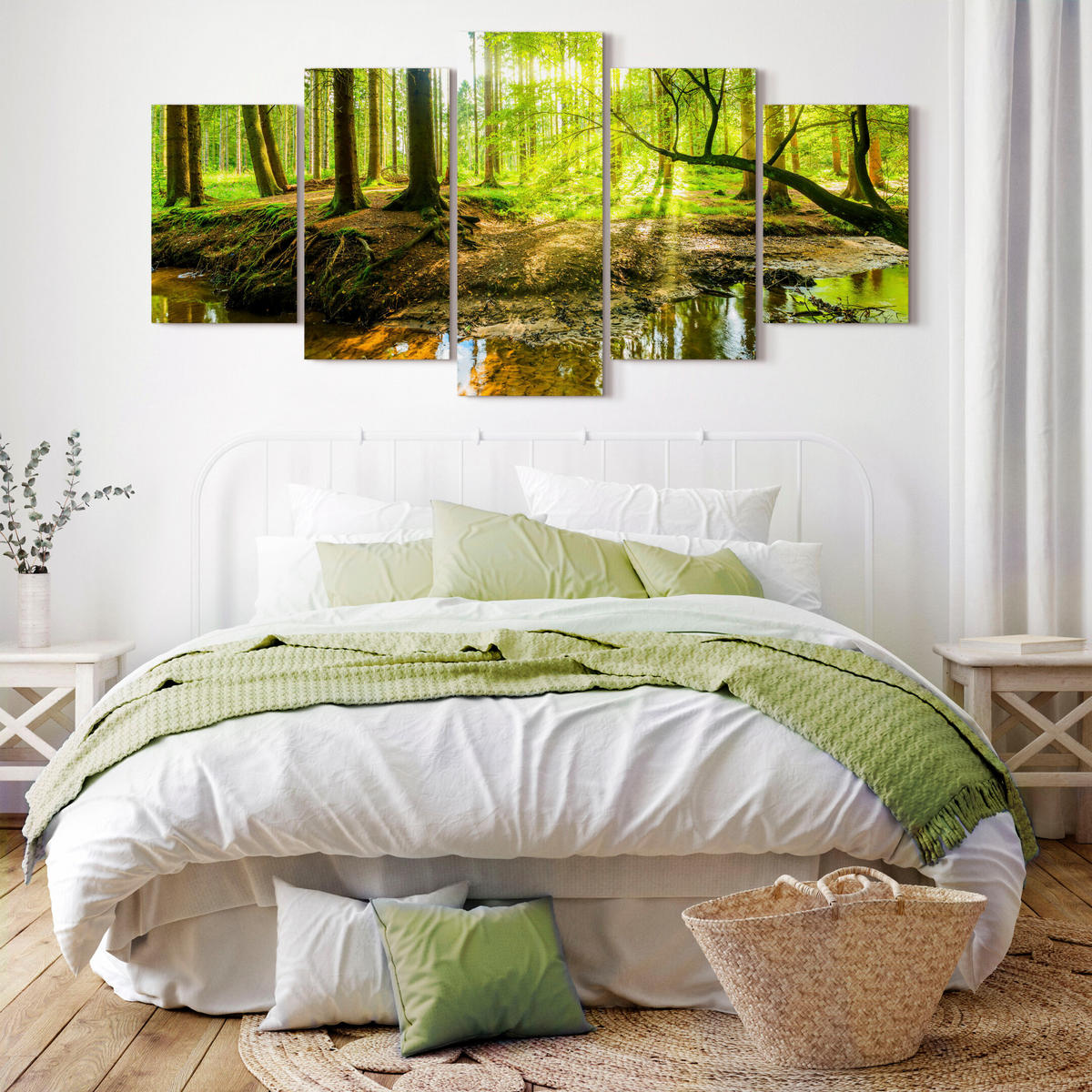 LEINWANDBILD Wald 5-tlg. 150x75 cm - Multicolor, Holz (150/75cm) - LUMASOUL