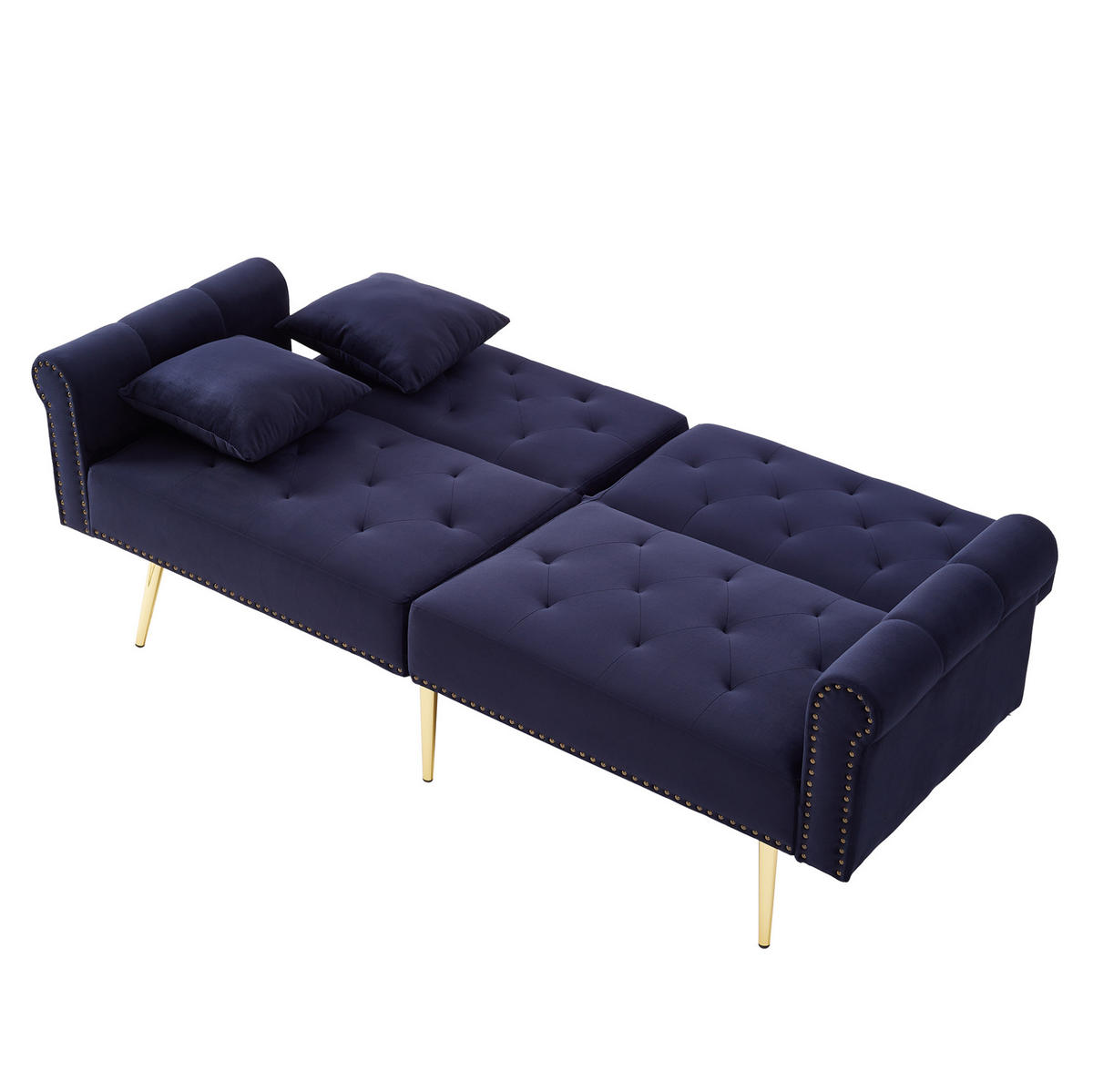 SOFA na razvlačenje od baršuna, 147/85 cm antique plava, dvosjed s podesivim naslonom - plava, plastika (173/70/75cm) - BEAOK