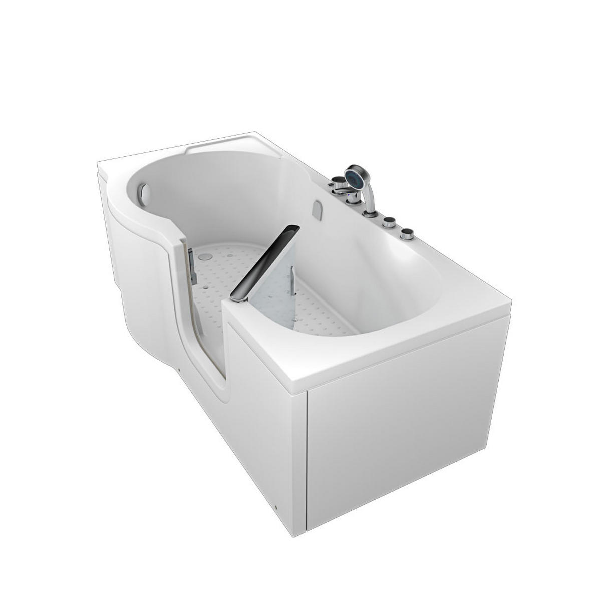 SENIORENWANNE mit Tür S12-EH-AIR-R - Weiß, Glas/Kunststoff (170/60/85cm) - AcquaVapore by Sandra Jentho