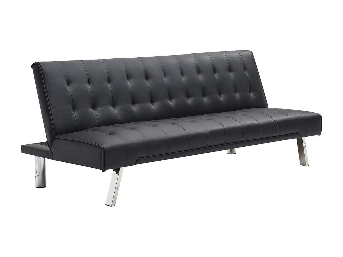 SCHLAFSOFA - 2 Personen - kunstleder - schwarz Guillaume - Schwarz, Leder/Metall (177/74/78cm) - Vente-Unique