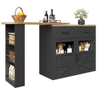 KÜCHENINSEL Schwarz 138-204x39x104 cm drehbar mit Stauraum - Schwarz, Holz (39/104/204cm) - SHOPENTRA