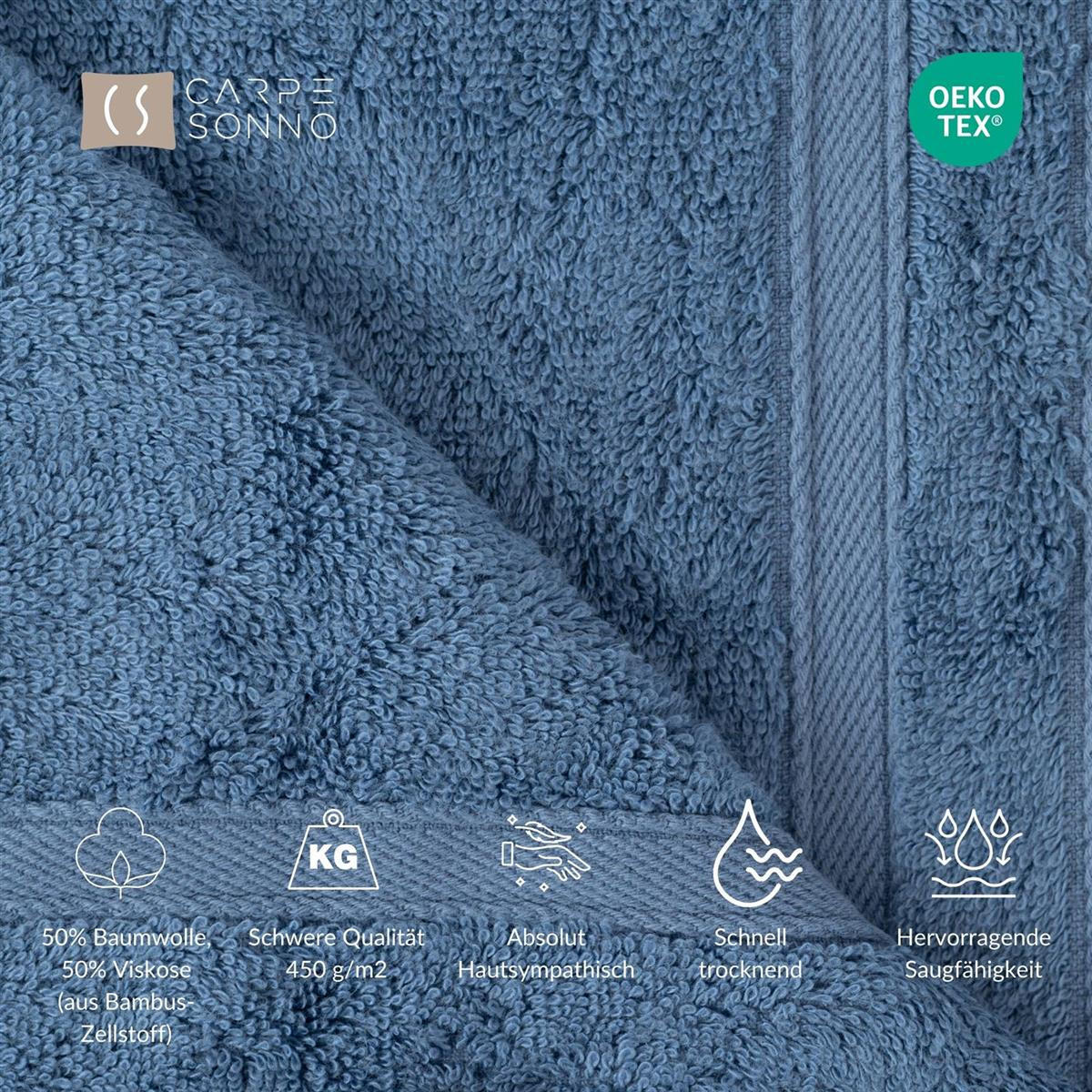 HANDTÜCHER 50x100 cm 450g/m2 im 4er Set, Handtuch Blau - Blau, Textil (50/100cm) - Carpe Sonno