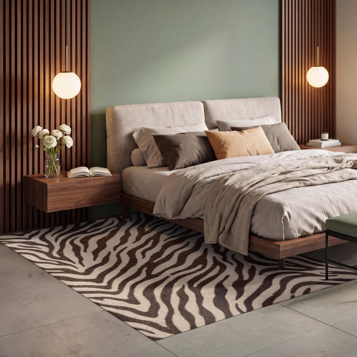 KOBERCE - Zebra - Pruhy - hnedá - 150x230 cm - čierna, textil/plast (150/0.4cm) - OnlyWow