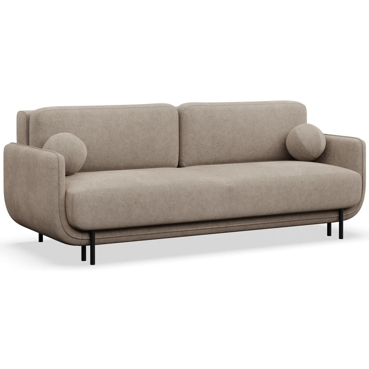 SCHLAFSOFA Ovals Beige - Beige/Schwarz, Textil/Metall (236/95/96cm) - Selsey