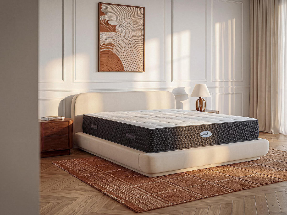 STANDARDMATRATZE - 2 Personen - stoff - weiß Sorema - Weiß, Textil (200/200cm) - Vente-Unique