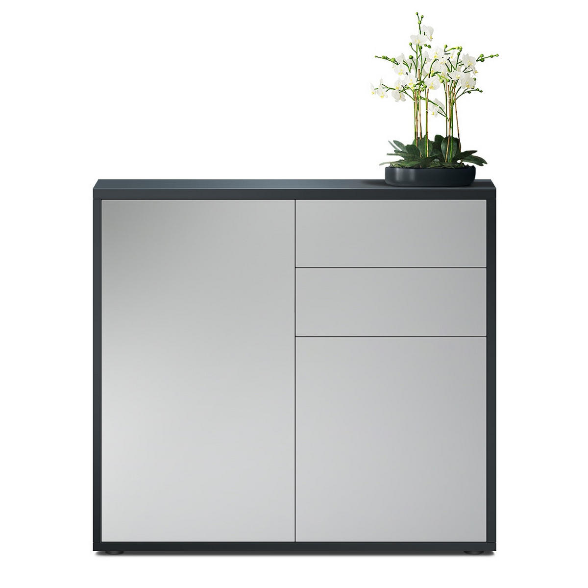 KOMMODE Ben Front in Hellgrau Seidenmatt - Greige, Holzwerkstoff (79/74/36cm) - Vladon