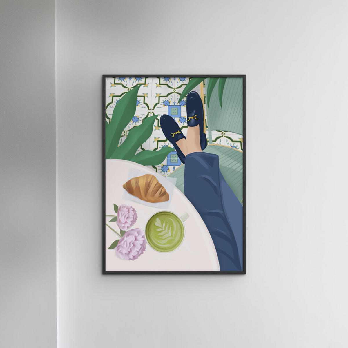 POSTER mit Rahmen Petra Lizde - Cafe - Schwarz/Naturfarben, Holz/Papier (50/70cm) - Poster&Frame