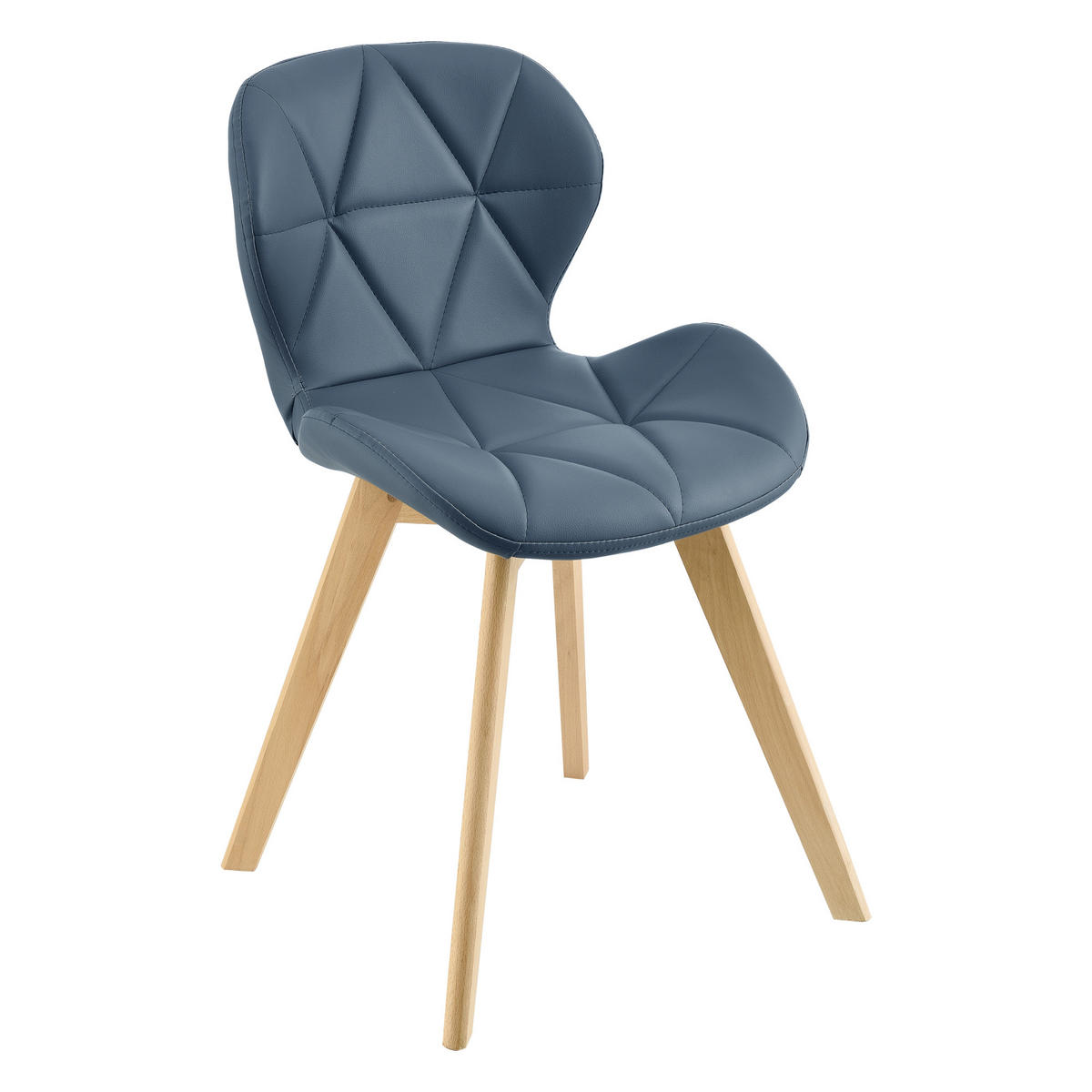 ESSZIMMERSTUHL-SET 4 TLG. Älmhult - Blau, Leder (47/78/52cm) - [en.casa]