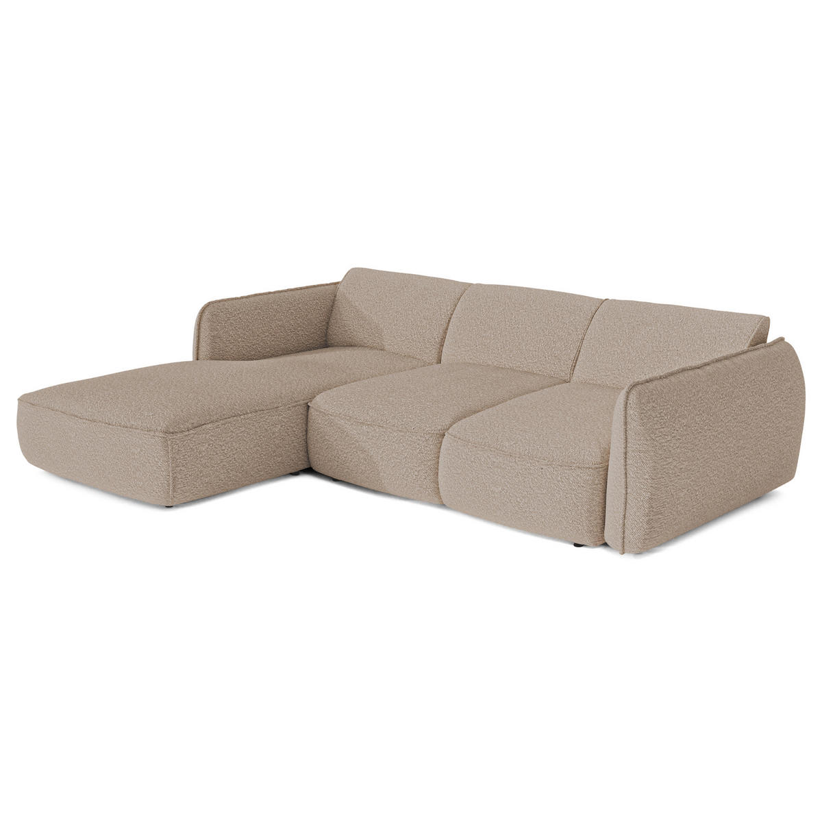 ECKSCHLAFSOFA Bouclé-Stoff 274cm - Beige, Textil (274/174cm) - Sia Home