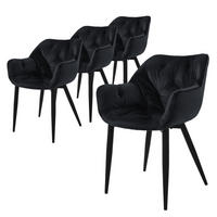 STUHL Samt Schwarz 4er Set - Schwarz, Metall (60/82/57cm) - ML-DESIGN