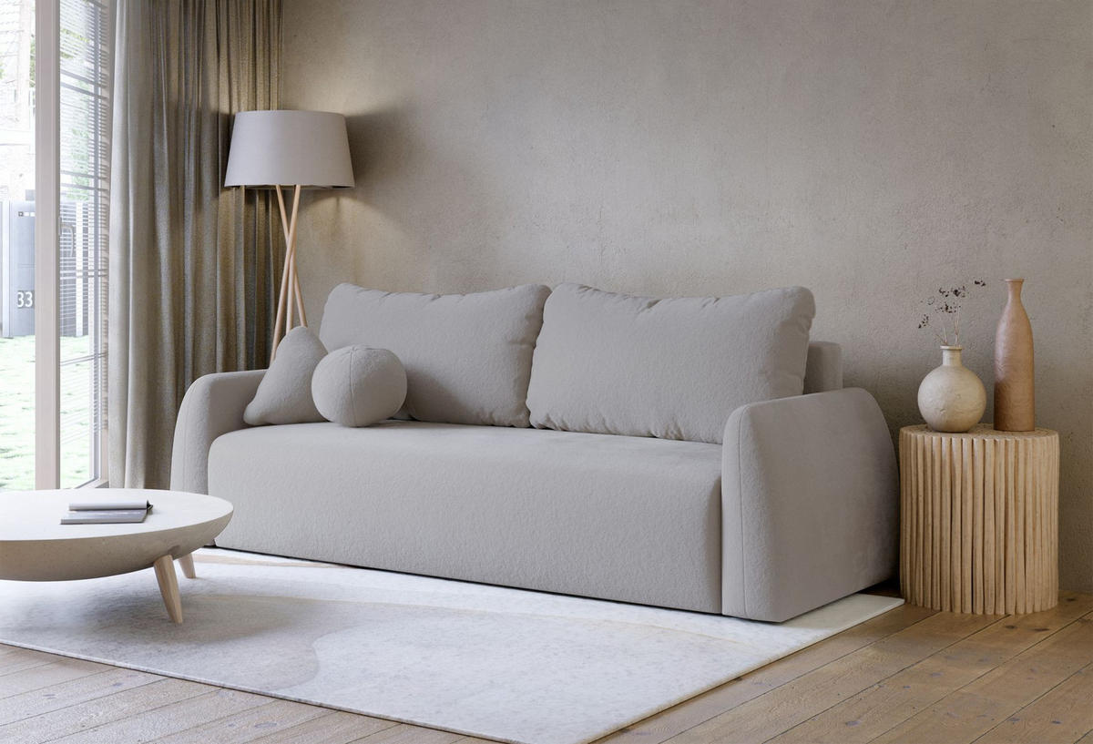 3-SITZER SOFA Nubelle Grau Chenille-Bezug - Schwarz/Grau, Kunststoff/Textil (244/85/93cm) - Selsey