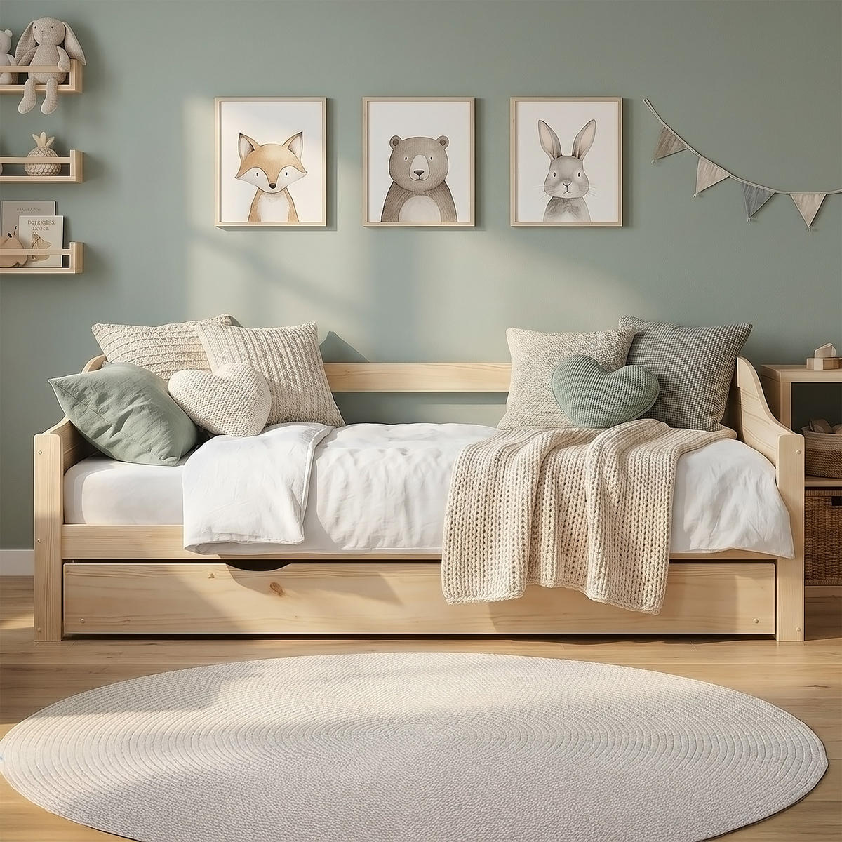 AUSZIEHBETT mit Matratze 90/200 cm Natur - Naturfarben, Holz (90/200cm) - Homestyle4u
