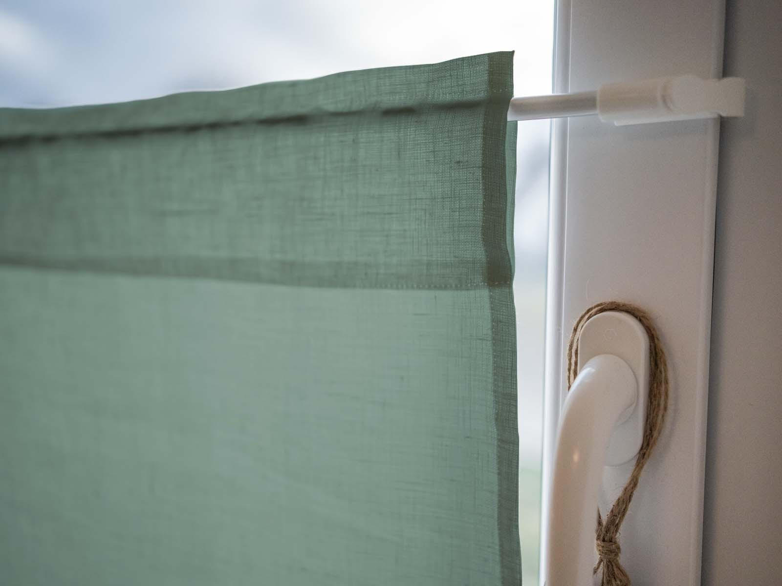 SCHEIBENGARDINE reines Leinen natural-mint 85/45 cm - Mintgrün, Naturmaterialien (45/85cm) - beties Heimtextil
