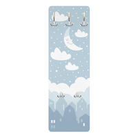 WANDGARDEROBE - Sternenhimmel mit Mond Blau 34/105 cm - Blau, Holzwerkstoff (34/105/1.6cm) - Bilderwelten