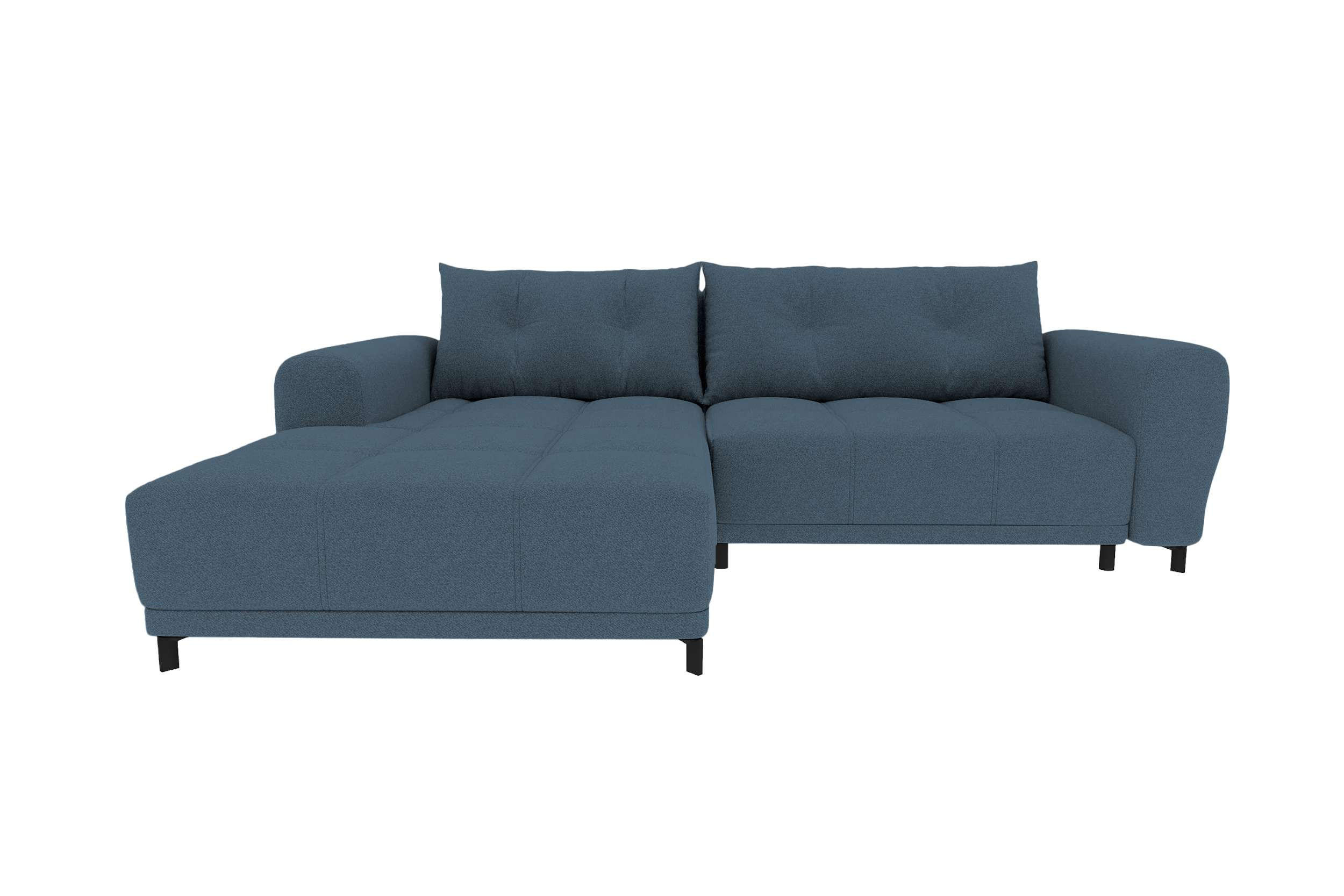 ECKSOFA Massimo Strukturstoff Dunkelblau inkl. Schlaffunktion Links - Schwarz/Dunkelblau, Textil/Metall (246/177cm) - 99rooms
