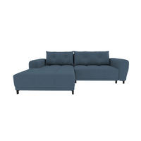 ECKSOFA Massimo Strukturstoff Dunkelblau inkl. Schlaffunktion Links - Schwarz/Dunkelblau, Textil/Metall (246/177cm) - 99rooms