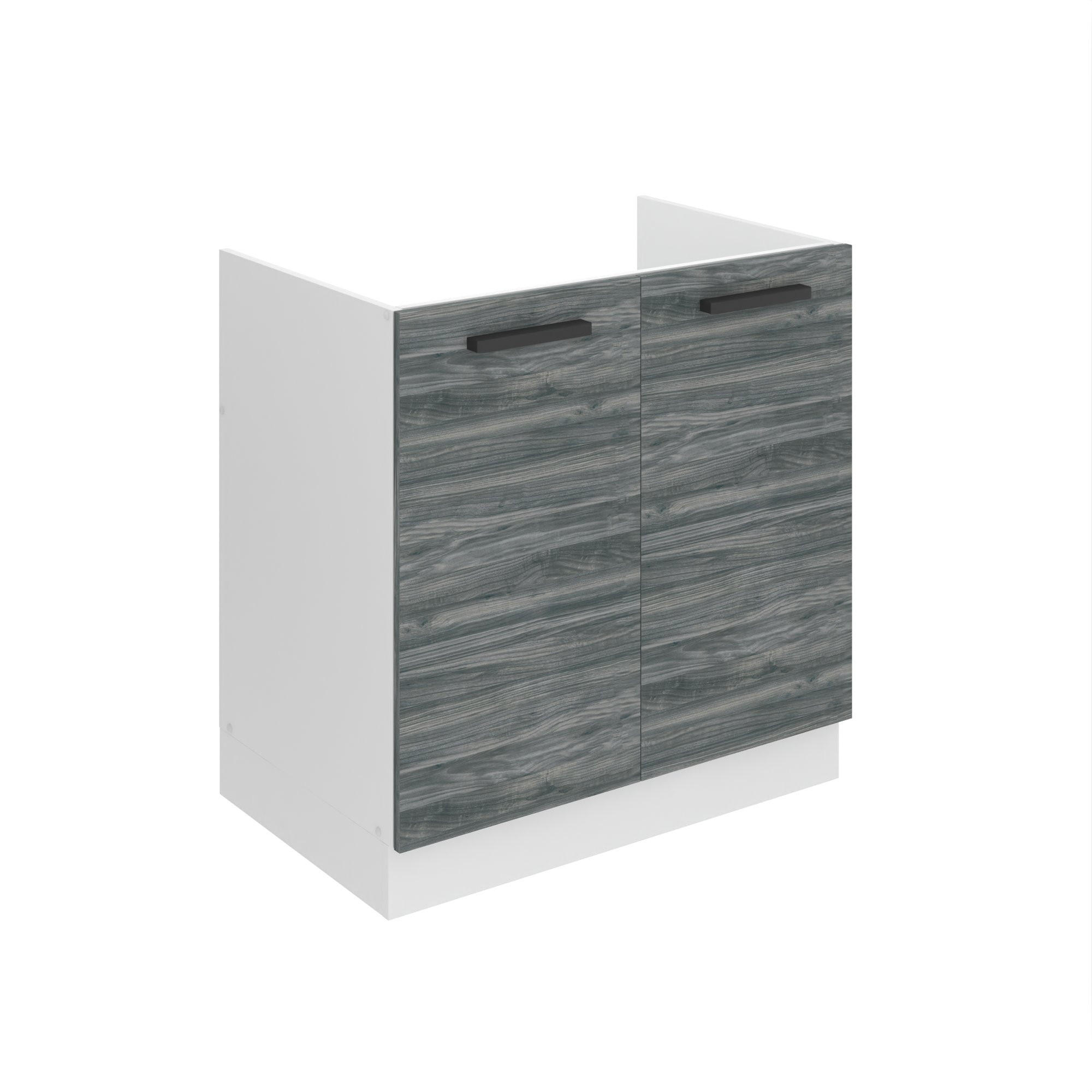 SPÜLENUNTERSCHRANK 80 cm SDZ, ohne Arbeitsplatte, mit 2 Türen, Glamour Wood - Silbereichenfarben, Holz (80/82/51.6cm) - B BELINI GROUP