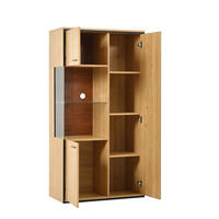 VITRINE 40/77,5/150 cm naturfarben aus MDF mit Glastür und LED - Naturfarben, Holzwerkstoff (77.5/150/40cm) - OKWISH