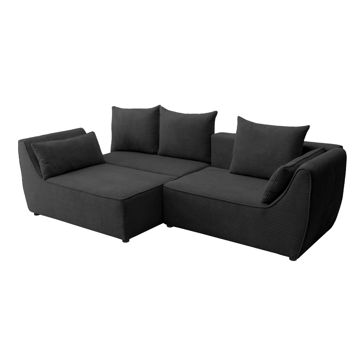 SOFA GRABO mit Schlaffunktion, Anthrazit - Anthrazit, Textil (260/75/145cm) - Fedve