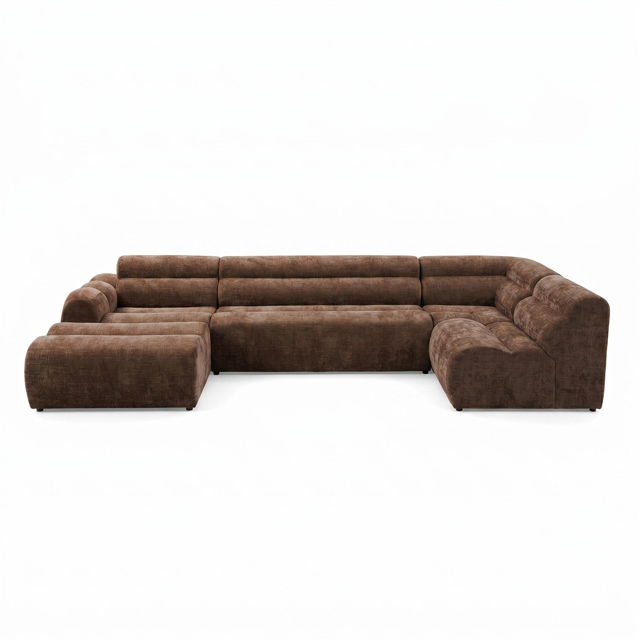 6-SITZER modulares Wohnlandschaft U XXL VEER SET 5 Rechts, 368 x 175 cm, Chenille Webstoff Orange - Schwarz/Orange, Holz/Kunststoff (175/75/368cm) - Muffo