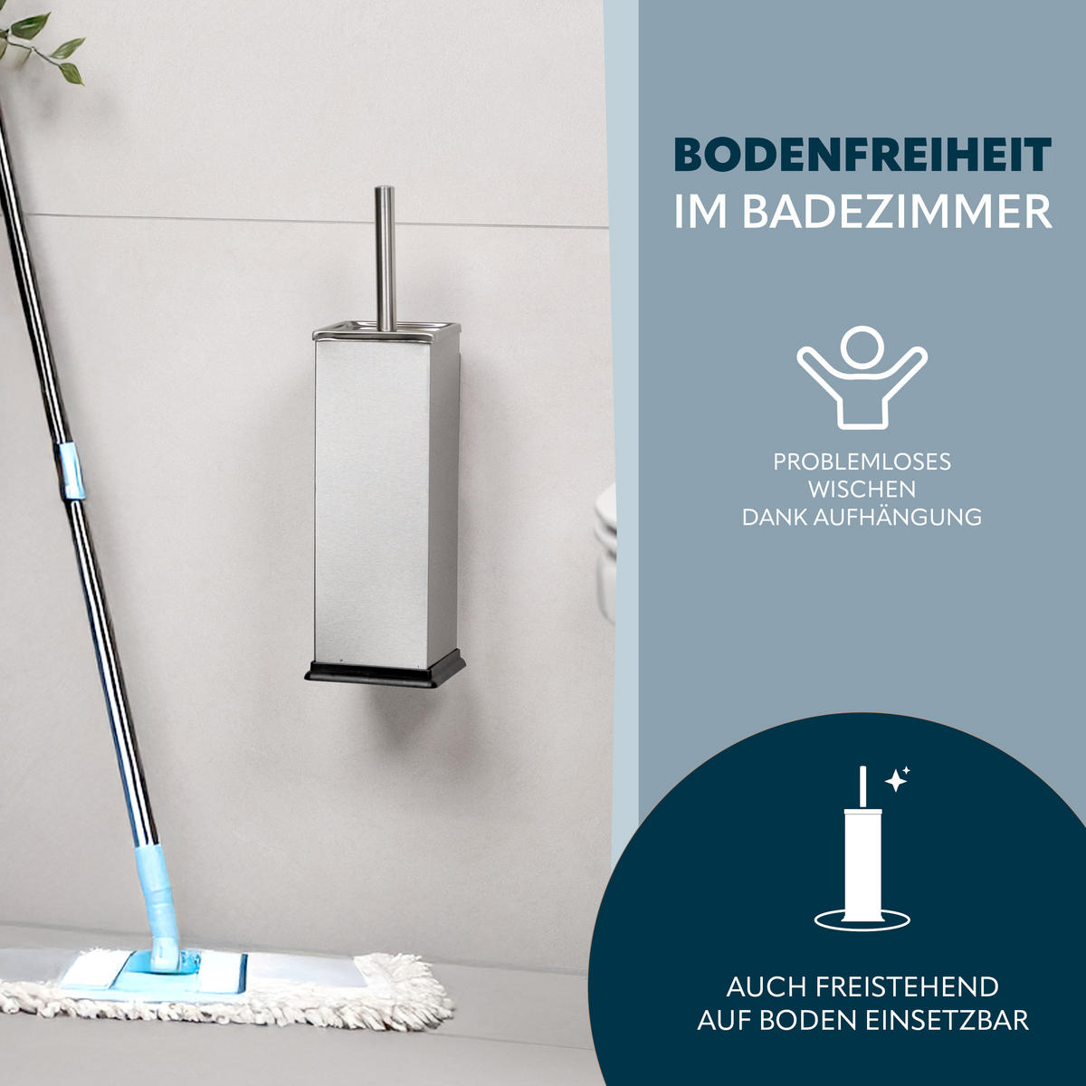 WC-GARNITUR inkl. Wandhalterung - Edelstahlfarben, Metall (10/39/14.5cm) - bremermann