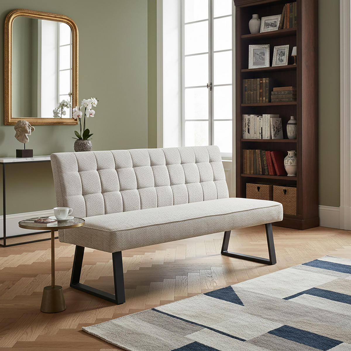 SITZBANK CLARA - Hellgrau, Metall (160/91/66cm) - DUBI Möbel