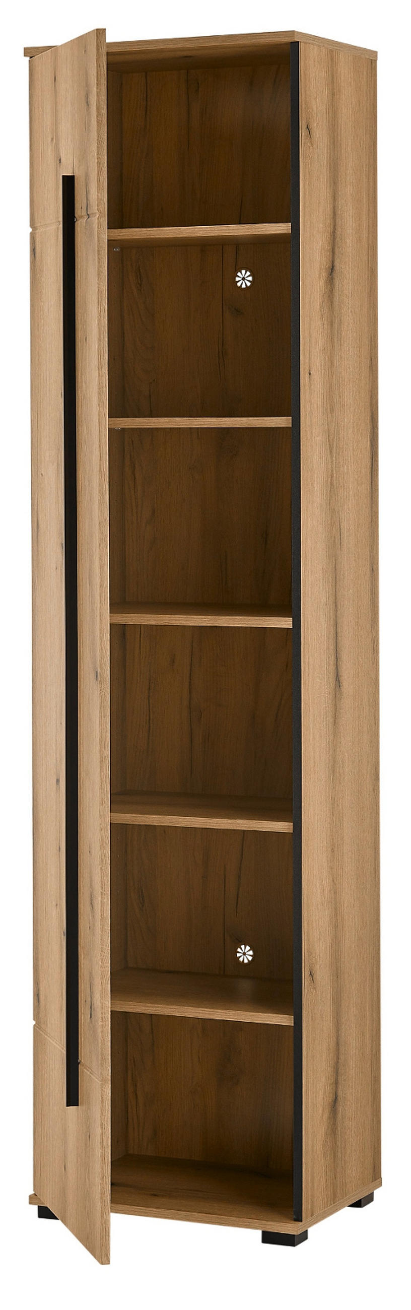 SCHUHSCHRANK Evoke Eiche 50 x 200 cm, Stauraumschrank mit 6 Fächern - Eichefarben/Schwarz, Holzwerkstoff/Kunststoff (50/200/39cm) - Furn.Design