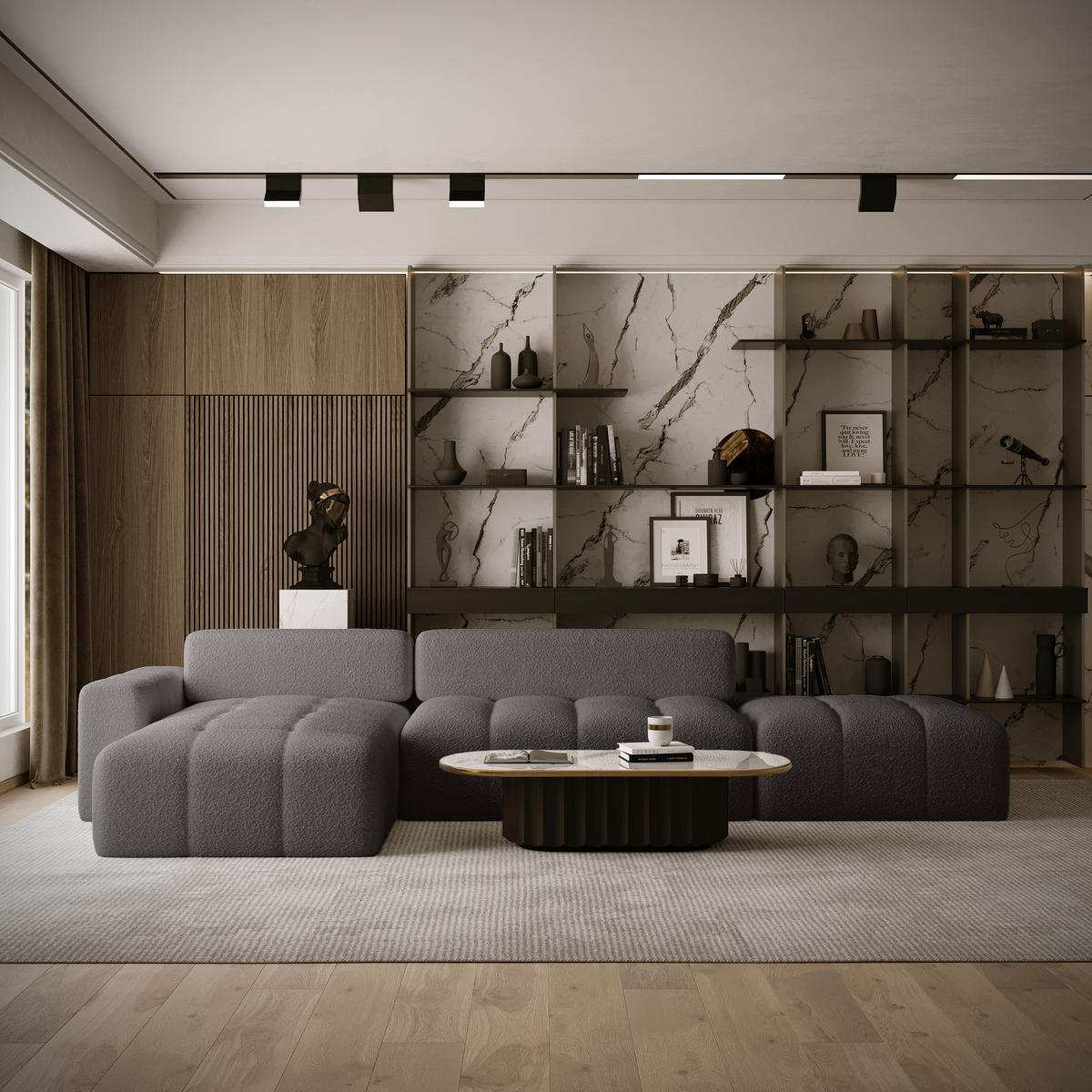 ECKSOFA RIFU LA mit Schlaffunktion, Graphit - Graphitfarben, Textil (363/185cm) - Fedve