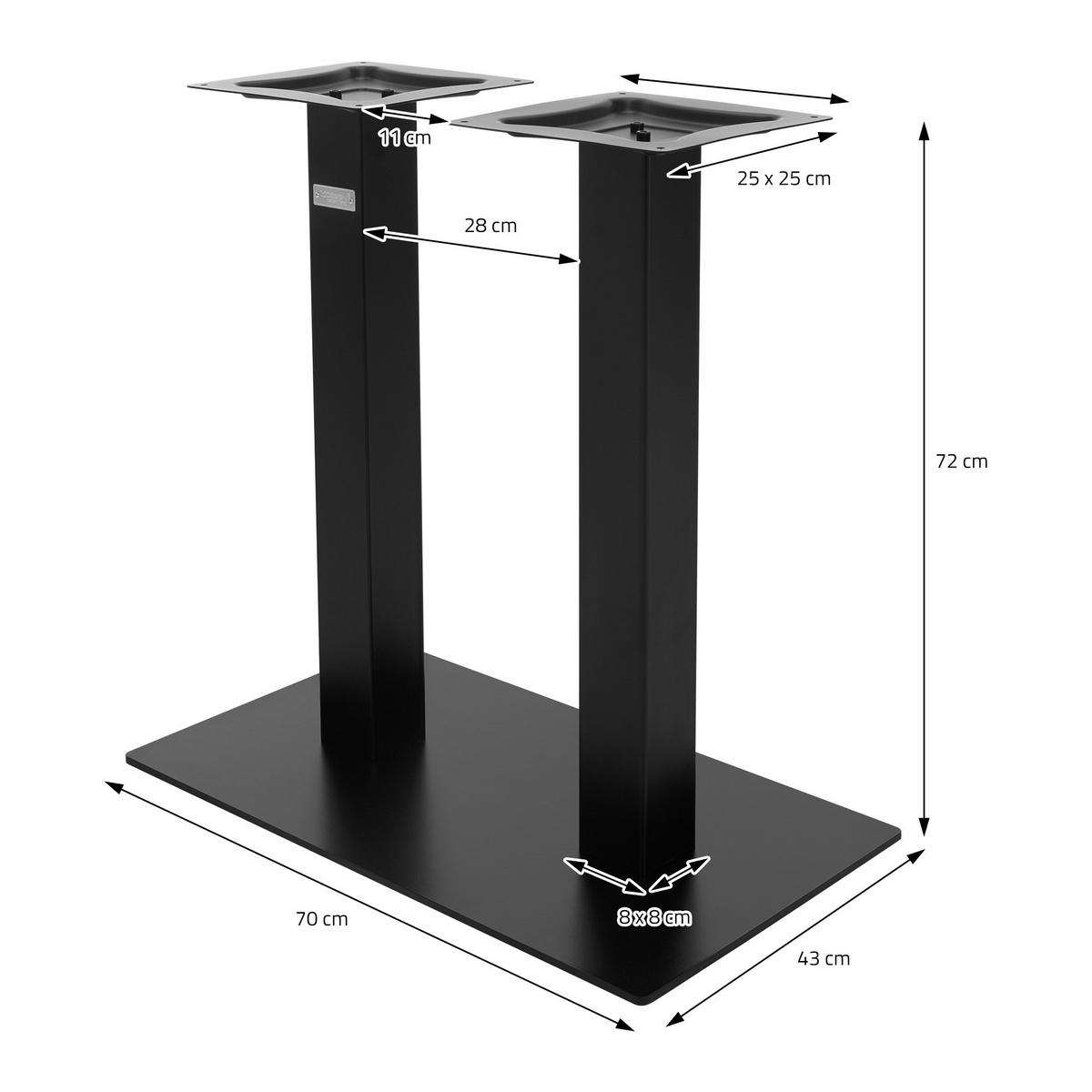 TISCHGESTELL Doppel 72 cm Schwarz - Schwarz, Metall (43/72/70cm) - ML-DESIGN