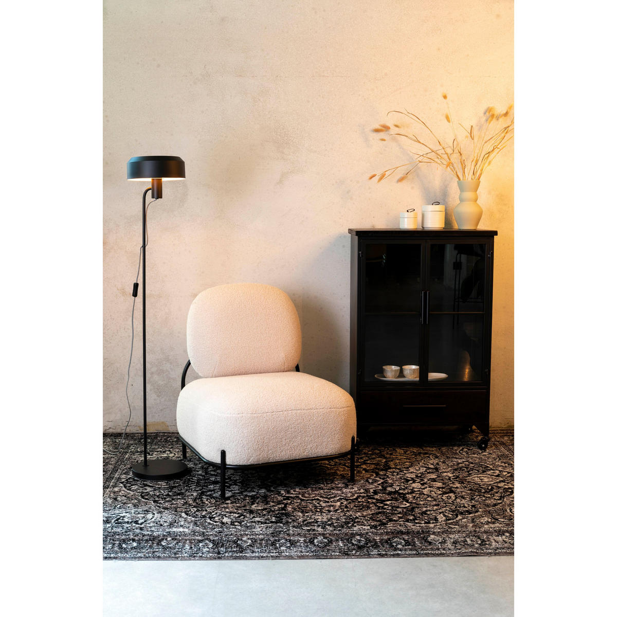 LOUNGESESSEL aus Bouclé-Stoff - POLLY - color_white_ivory - Ecru/Creme, Textil (72/77/66cm) - Drawer