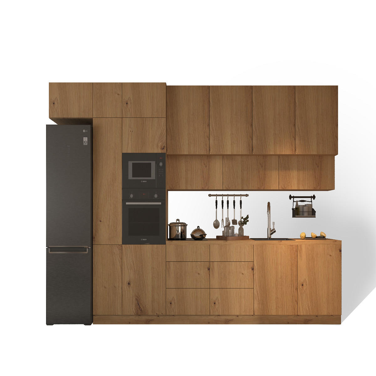 KÜCHENZEILE 400 - Langen KL4-M400 in Artisan Eiche - Eiche Artisan, Holz (400/248/58cm)